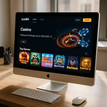 JustBit Casino - Interface Plateforme Desktop - Aperçu du Design